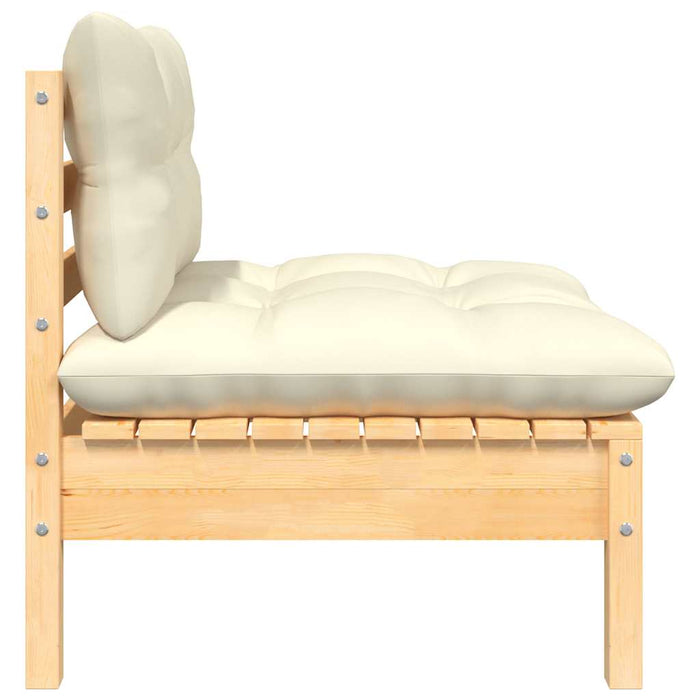 Set mobilier grădină cu perne crem, 3 piese, lemn masiv de pin - WALTI WALTI