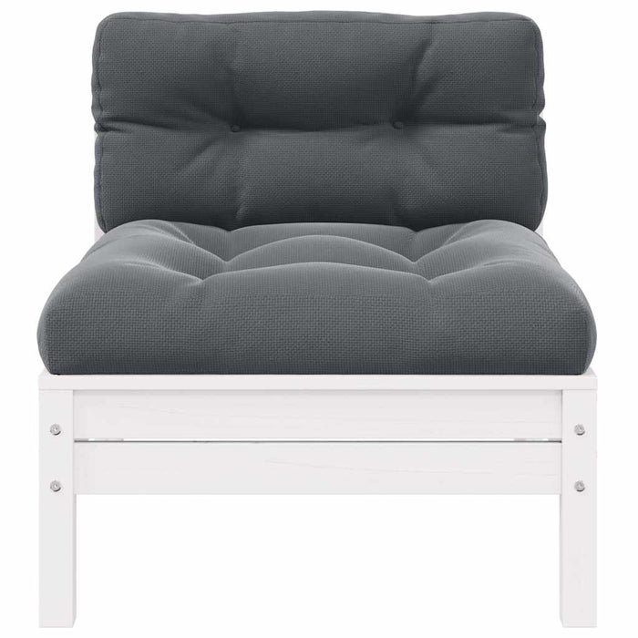 Set mobilier de grădină cu perne, 3 piese, alb, lemn masiv pin - WALTI WALTI