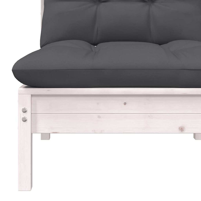 Set mobilier de grădină cu perne, 3 piese, alb, lemn masiv pin - WALTI WALTI