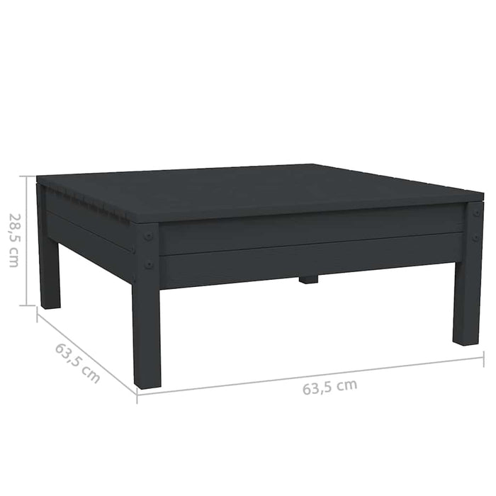 Set mobilier grădină cu perne, 3 piese, negru, lemn masiv pin WALTI