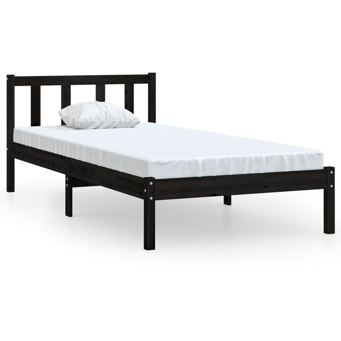 Cadru de pat mic single, negru, 75x190 cm, lemn masiv de pin - WALTI WALTI