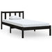 Cadru de pat mic single, negru, 75x190 cm, lemn masiv de pin - WALTI WALTI