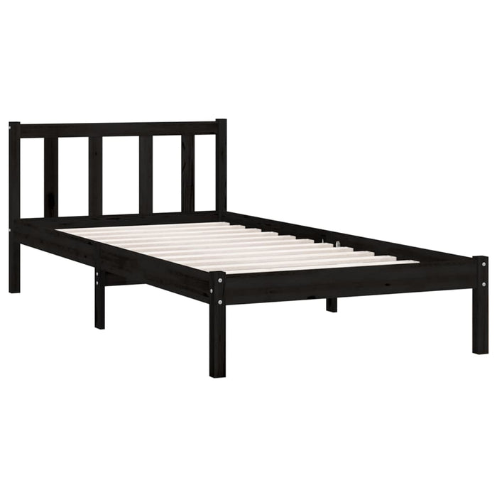 Cadru de pat mic single, negru, 75x190 cm, lemn masiv de pin - WALTI WALTI