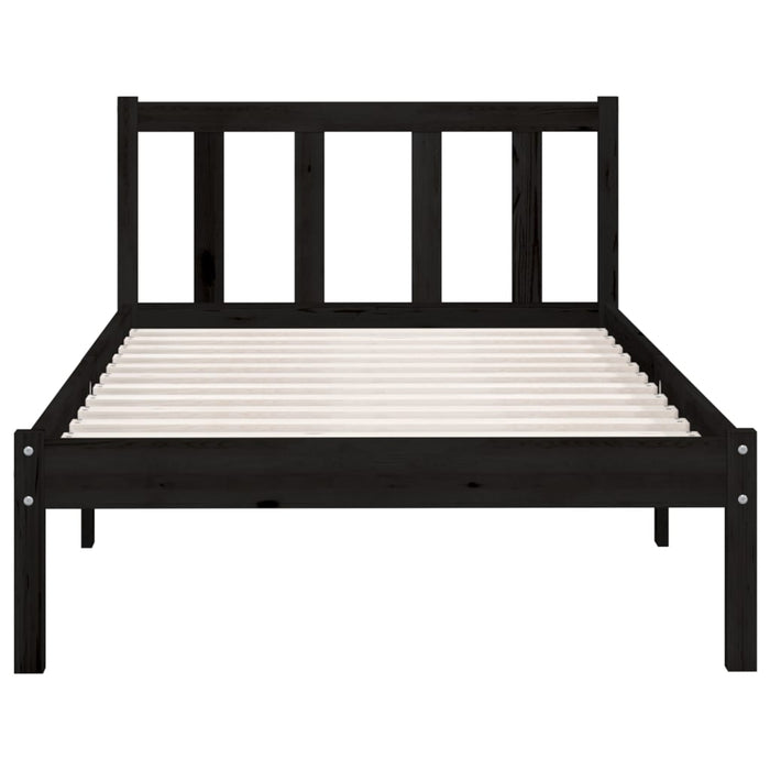 Cadru de pat mic single, negru, 75x190 cm, lemn masiv de pin - WALTI WALTI