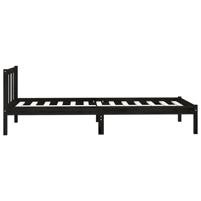 Cadru de pat mic single, negru, 75x190 cm, lemn masiv de pin - WALTI WALTI