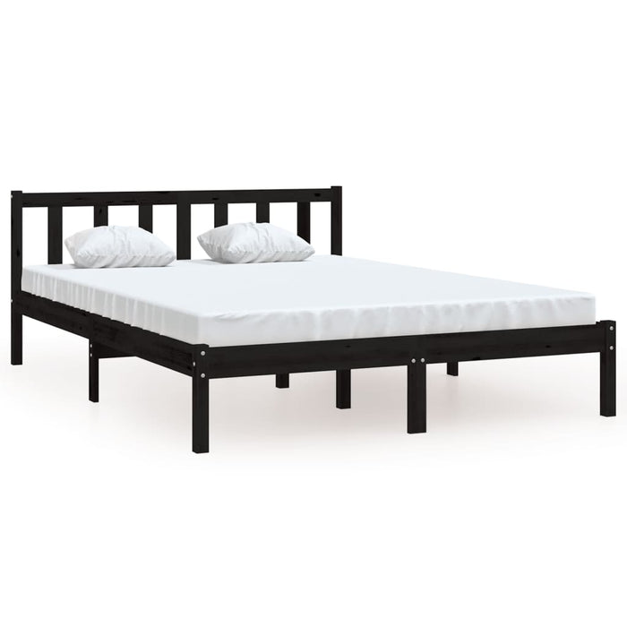 Cadru de pat dublu, negru, 135x190 cm, lemn masiv de pin - WALTI WALTI