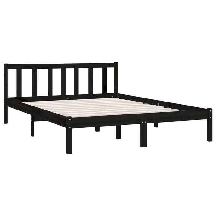 Cadru de pat dublu, negru, 135x190 cm, lemn masiv de pin - WALTI WALTI