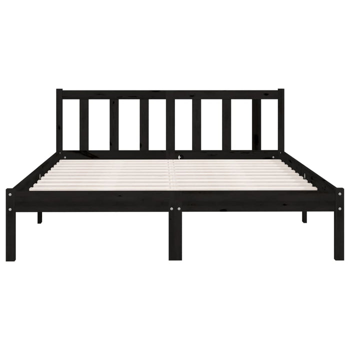 Cadru de pat dublu, negru, 135x190 cm, lemn masiv de pin - WALTI WALTI