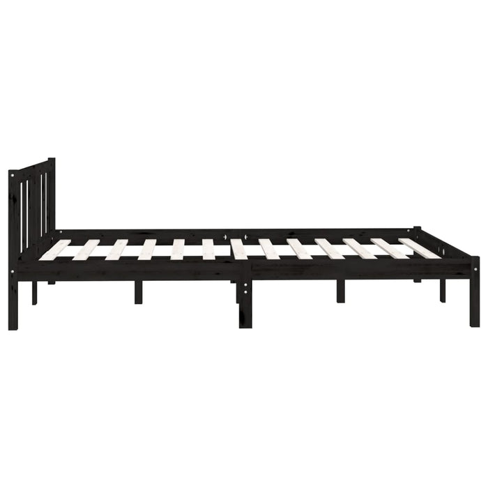 Cadru de pat dublu, negru, 135x190 cm, lemn masiv de pin - WALTI WALTI