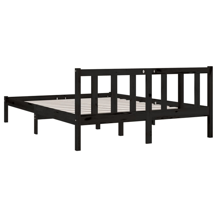 Cadru de pat dublu, negru, 135x190 cm, lemn masiv de pin - WALTI WALTI