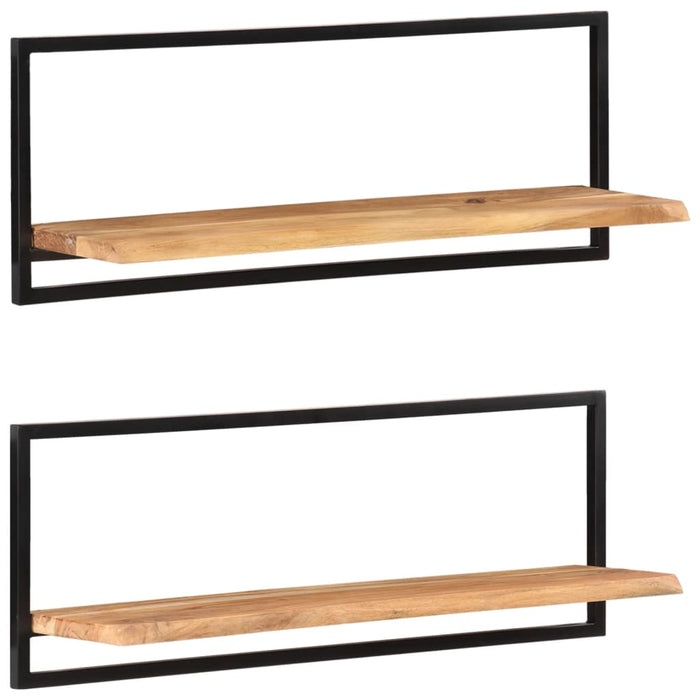 Rafturi de perete 2 buc. 100x24x35 cm lemn masiv acacia/oțel - WALTI WALTI