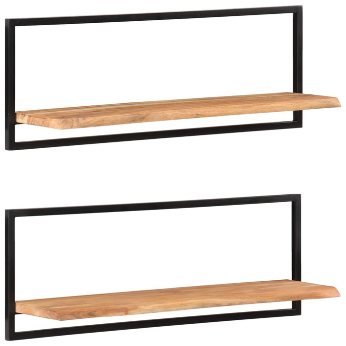 Rafturi de perete 2 buc. 100x24x35 cm lemn masiv acacia/oțel - WALTI WALTI