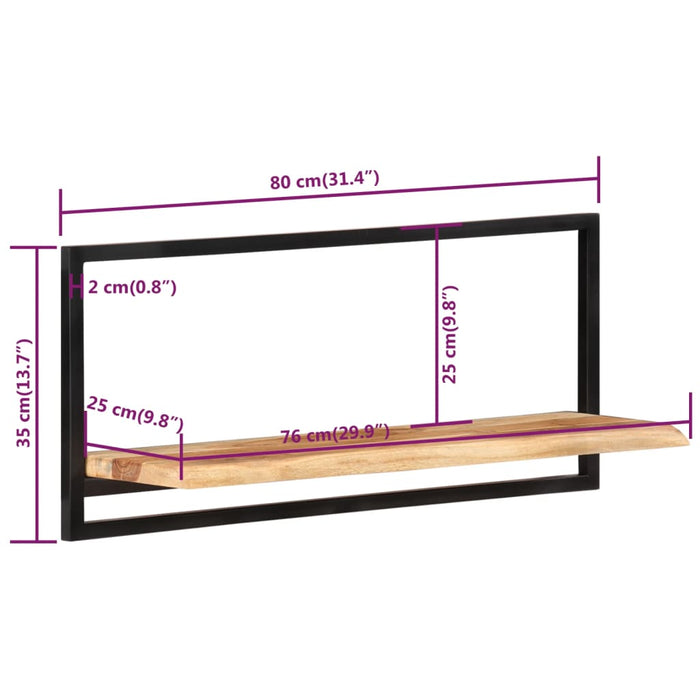 Rafturi de perete 2 buc. 80x25x35 cm lemn masiv acacia/oțel - WALTI WALTI