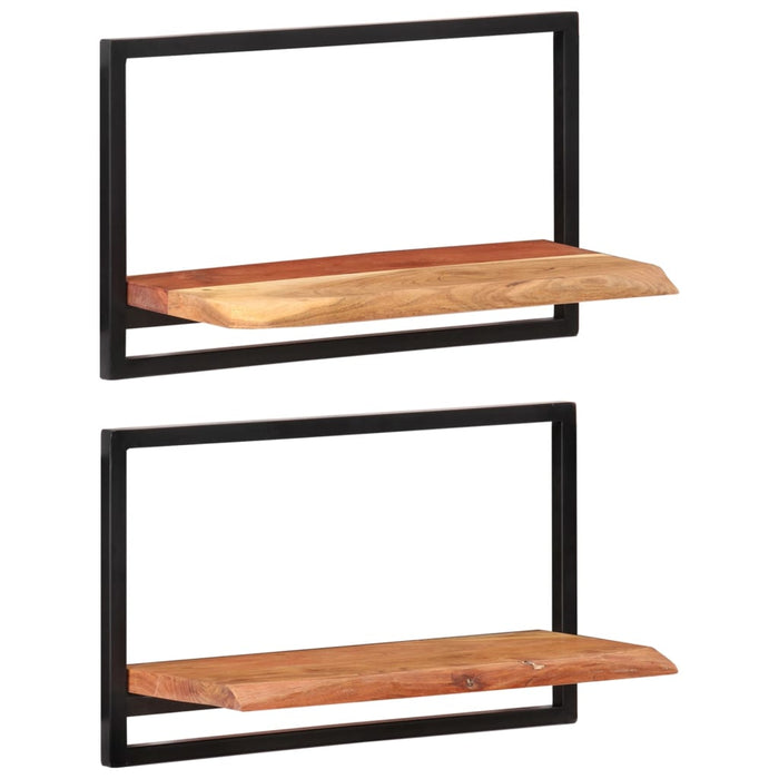 Rafturi de perete 2 buc. 60x25x35 cm lemn masiv acacia/oțel - WALTI WALTI