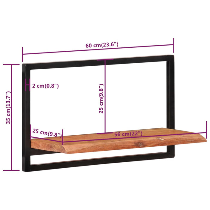 Rafturi de perete 2 buc. 60x25x35 cm lemn masiv acacia/oțel - WALTI WALTI
