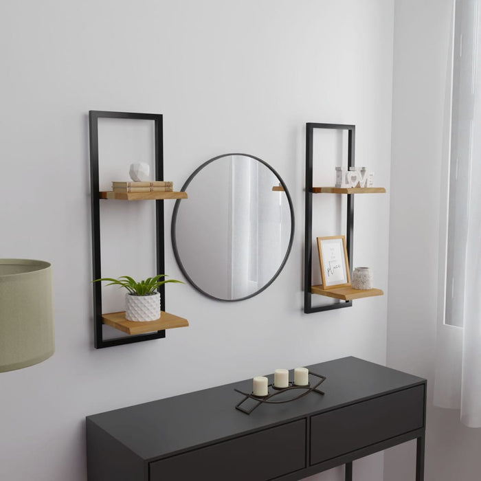 Rafturi de perete 2 buc. 25x25x75 cm lemn masiv acacia/oțel - WALTI WALTI