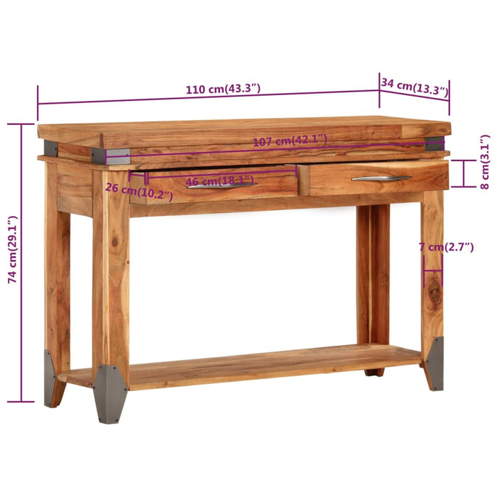 Masă consolă, 110x34x74 cm, lemn masiv de acacia - WALTI WALTI