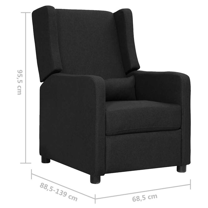 Fotoliu rabatabil, negru, material textil WALTI