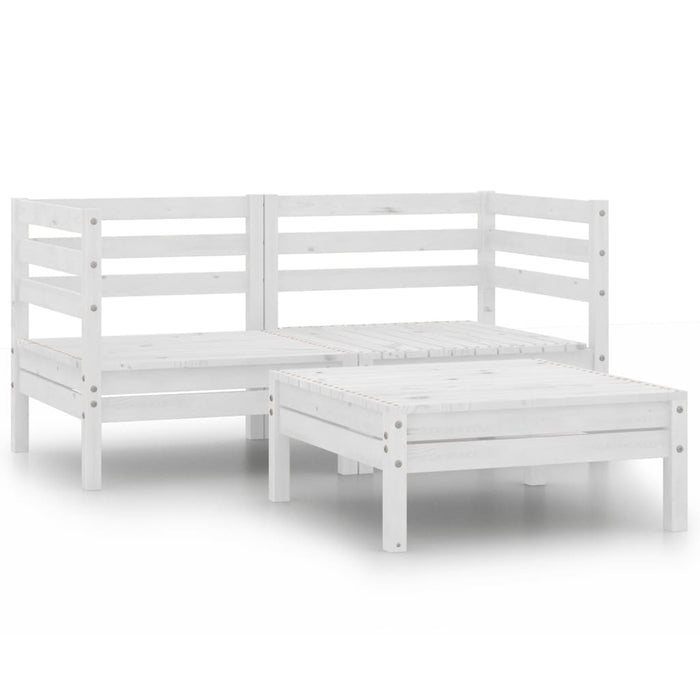 Set mobilier de grădină, 3 piese, alb, lemn masiv de pin WALTI