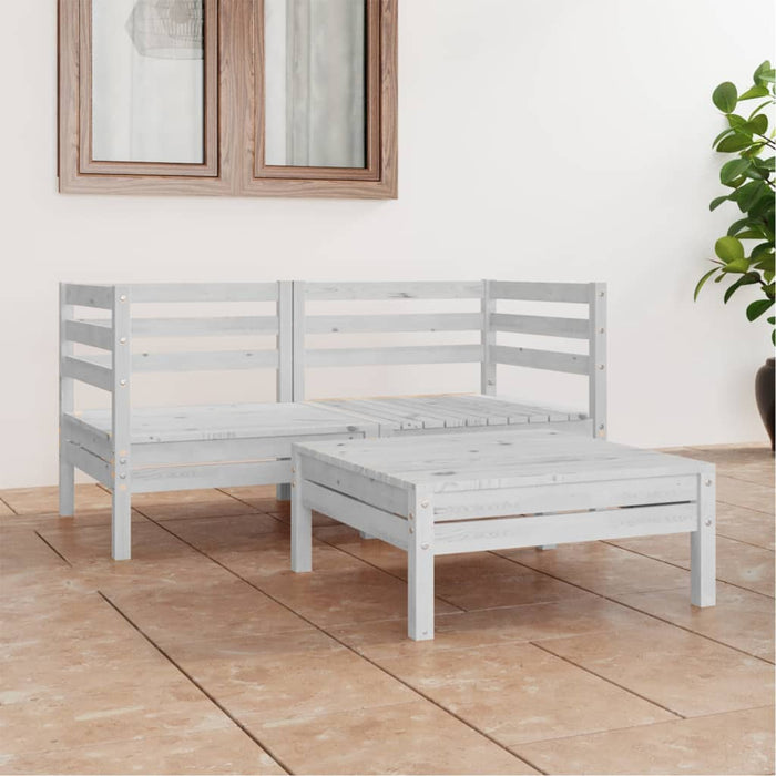 Set mobilier de grădină, 3 piese, alb, lemn masiv de pin WALTI