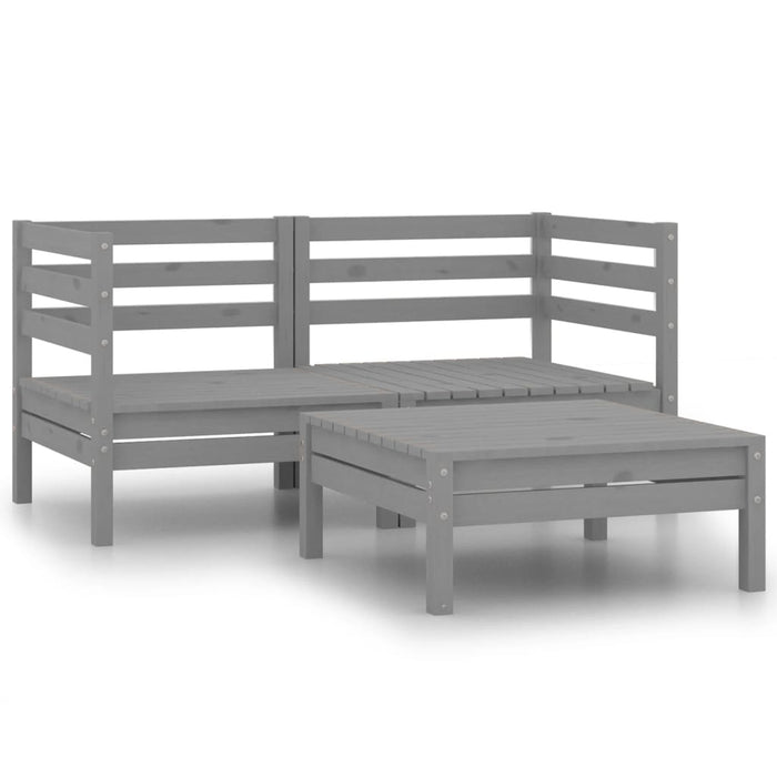 Set mobilier de grădină, 3 piese, gri, lemn masiv de pin WALTI