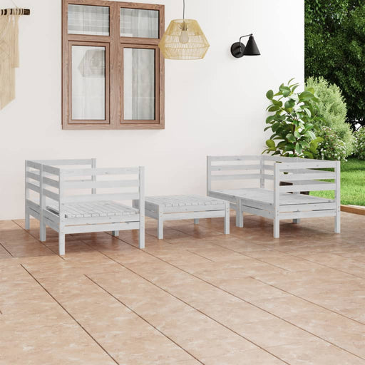 Set mobilier de grădină, 5 piese, alb, lemn masiv de pin - WALTI WALTI