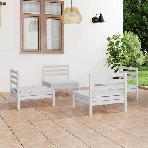Set mobilier de grădină, 4 piese, alb, lemn masiv de pin - WALTI WALTI
