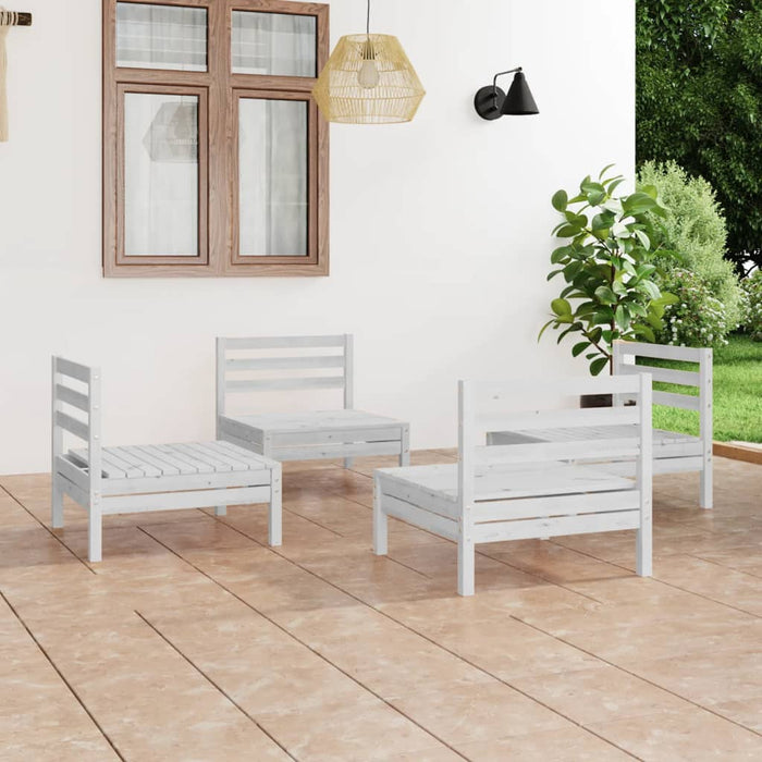 Set mobilier de grădină, 4 piese, alb, lemn masiv de pin - WALTI WALTI
