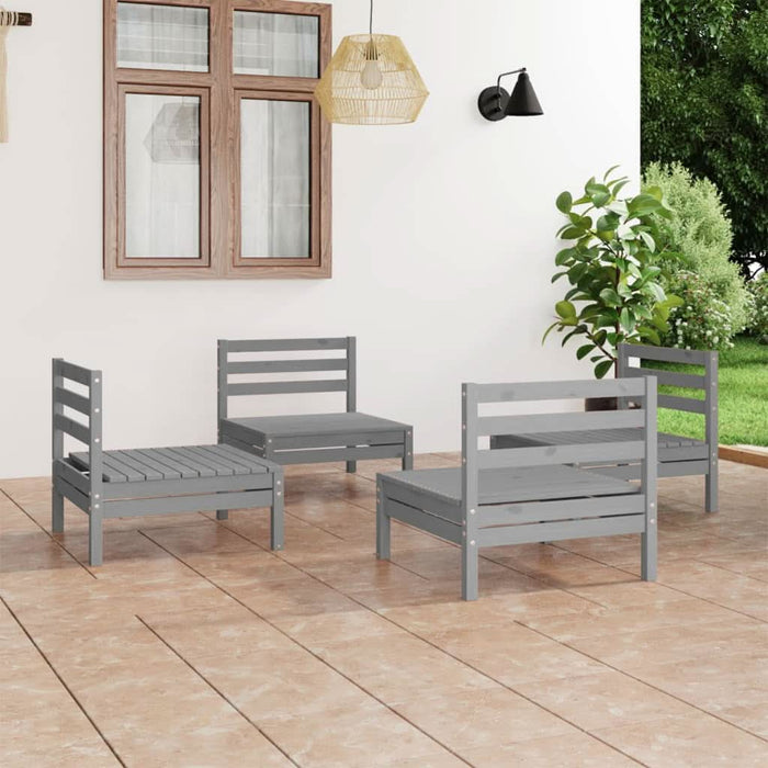 Set mobilier de grădină, 4 piese, gri, lemn masiv de pin - WALTI WALTI