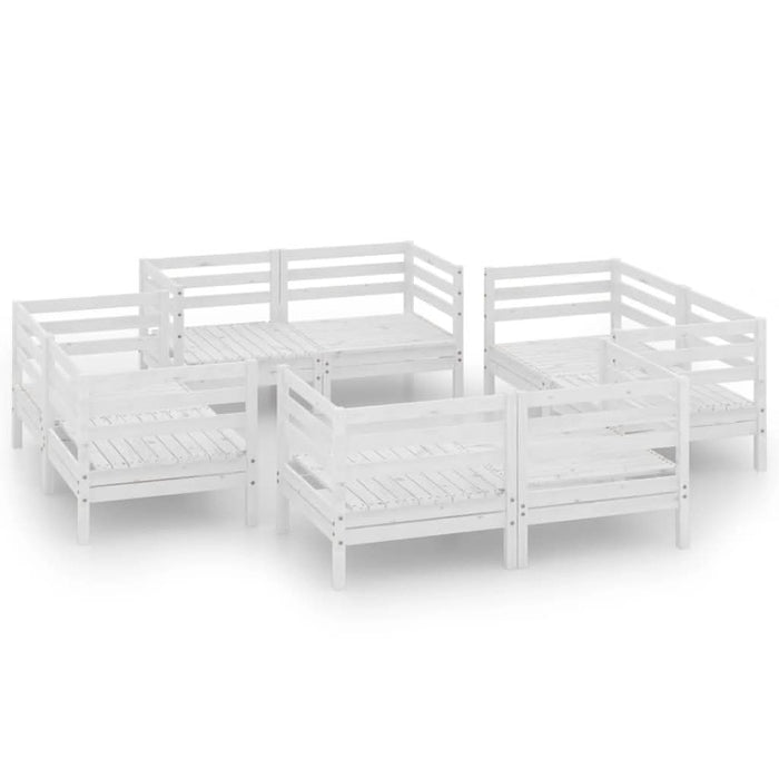 Set mobilier de grădină, 8 piese, alb, lemn masiv de pin - WALTI WALTI