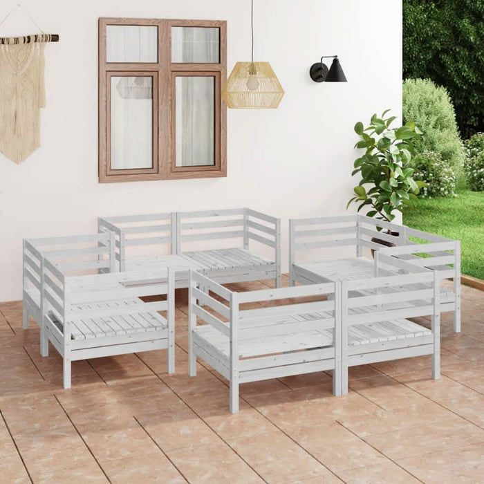 Set mobilier de grădină, 8 piese, alb, lemn masiv de pin - WALTI WALTI