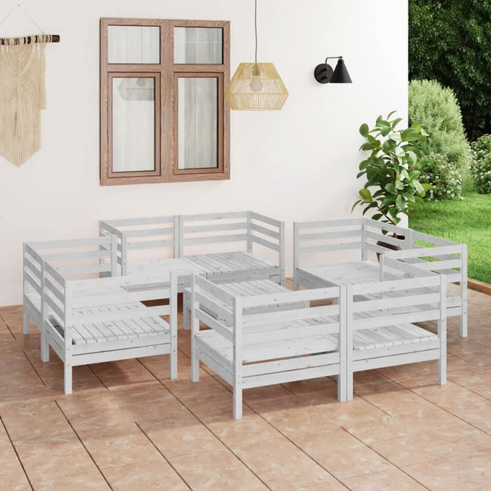 Set mobilier de grădină, 9 piese, alb, lemn masiv de pin - WALTI WALTI