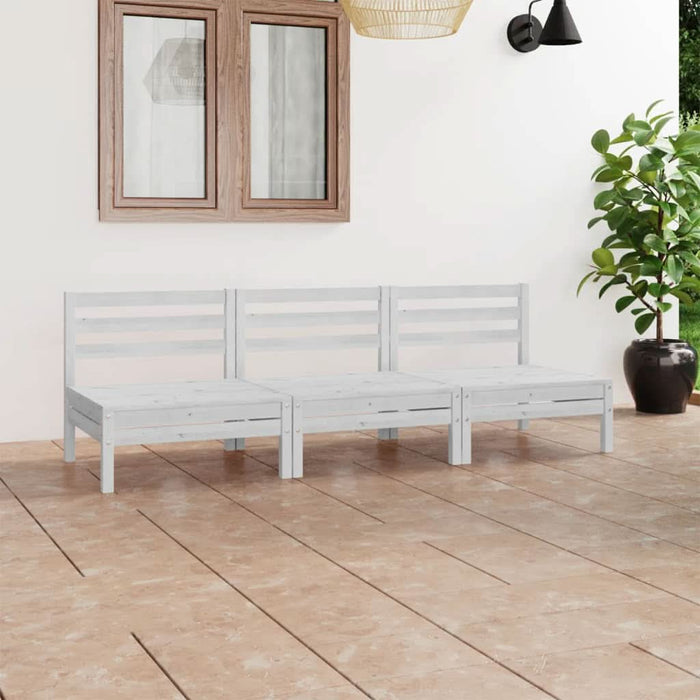 Set mobilier de grădină, 3 piese, alb, lemn masiv de pin - WALTI WALTI