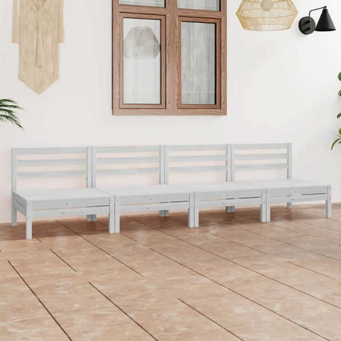 Set mobilier de grădină, 4 piese, alb, lemn masiv de pin - WALTI WALTI