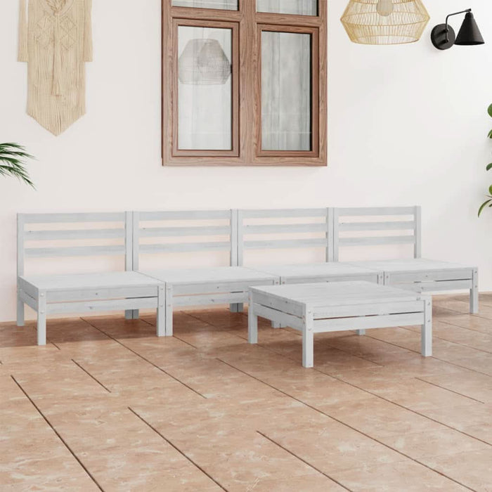 Set mobilier de grădină, 5 piese, alb, lemn masiv de pin - WALTI WALTI