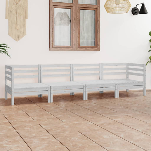 Set mobilier de grădină, 4 piese, alb, lemn masiv de pin - WALTI WALTI
