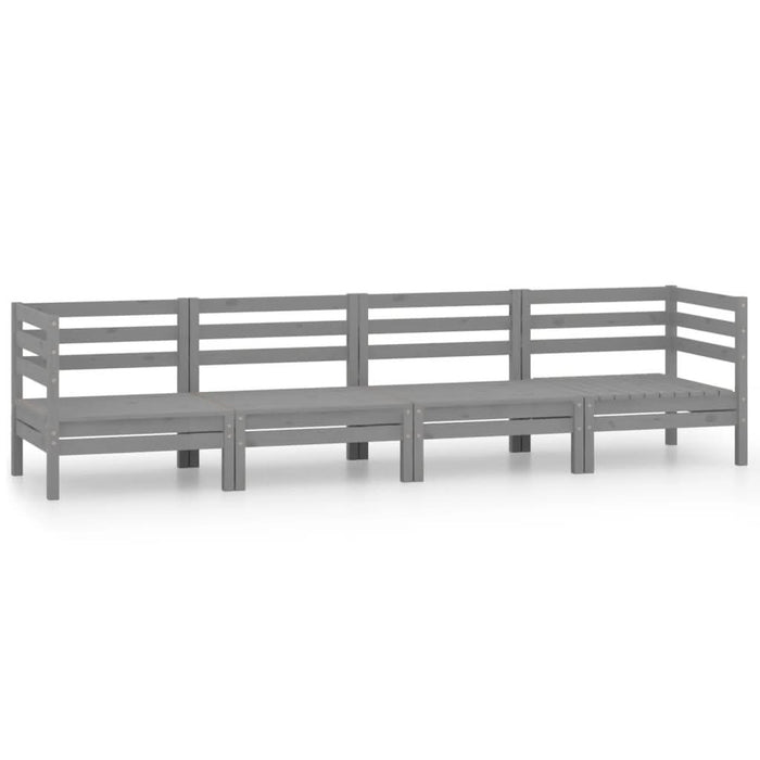 Set mobilier de grădină, 4 piese, gri, lemn masiv de pin - WALTI WALTI