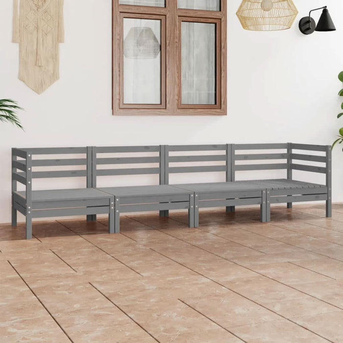 Set mobilier de grădină, 4 piese, gri, lemn masiv de pin - WALTI WALTI