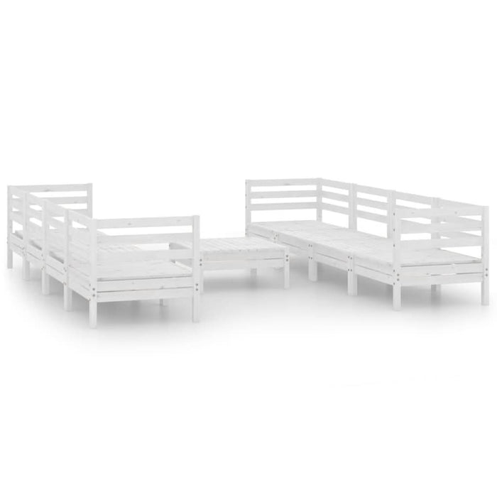 Set mobilier de grădină, 9 piese, alb, lemn masiv de pin - WALTI WALTI