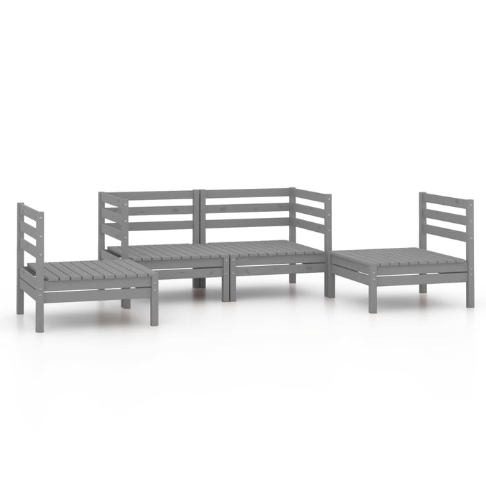 Set mobilier de grădină, 4 piese, gri, lemn masiv de pin WALTI