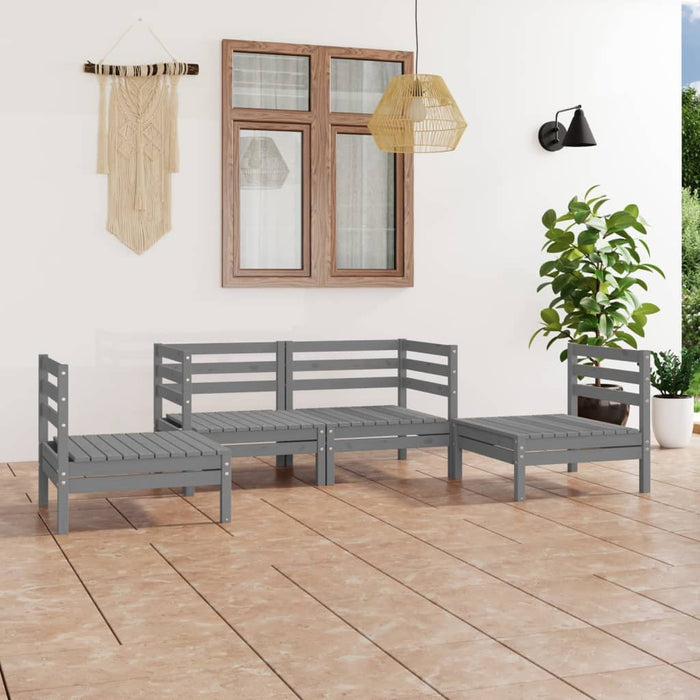 Set mobilier de grădină, 4 piese, gri, lemn masiv de pin WALTI