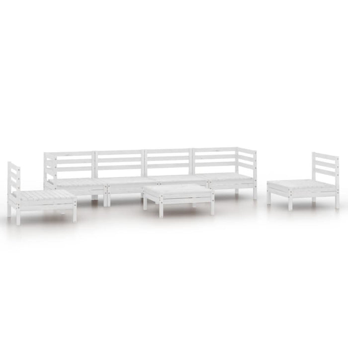 Set mobilier de grădină, 7 piese, alb, lemn masiv de pin - WALTI WALTI
