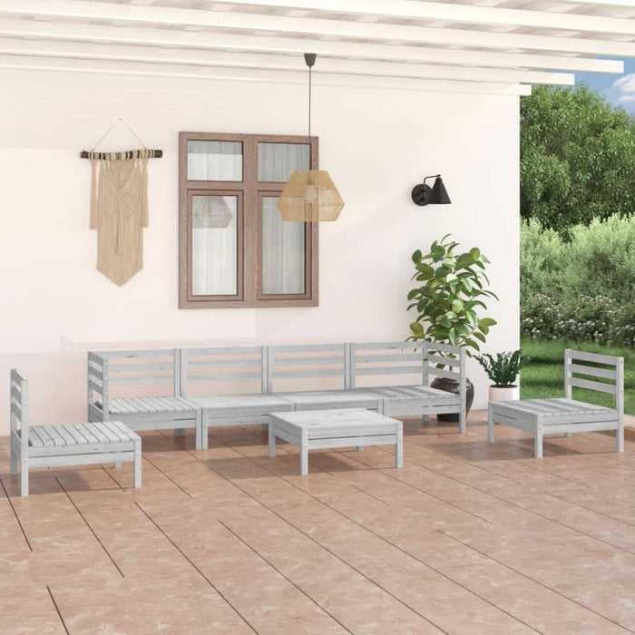 Set mobilier de grădină, 7 piese, alb, lemn masiv de pin - WALTI WALTI