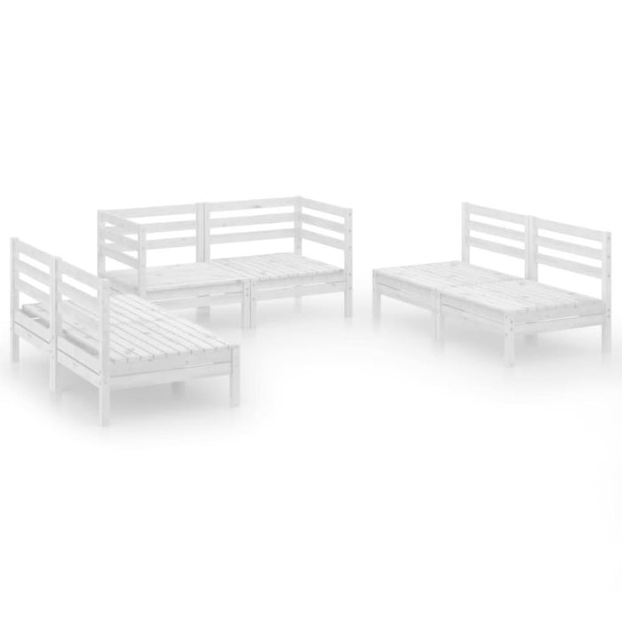 Set mobilier de grădină, 6 piese, alb, lemn masiv de pin - WALTI WALTI