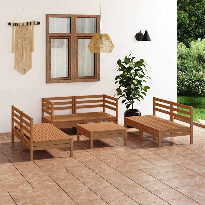 Set mobilier de grădină, 7 piese, maro miere, lemn masiv de pin WALTI