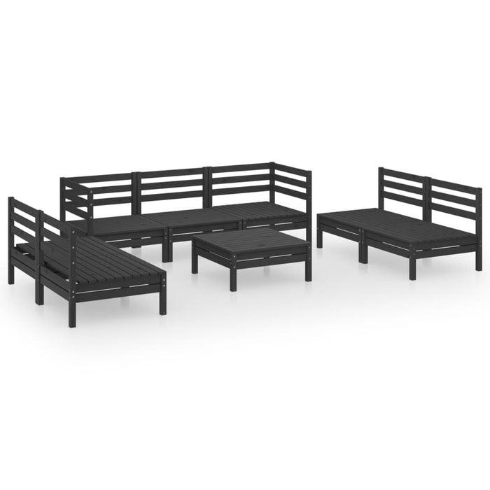 Set mobilier de grădină, 8 piese, negru, lemn masiv de pin WALTI
