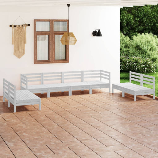 Set mobilier de grădină, 8 piese, alb, lemn masiv de pin - WALTI WALTI