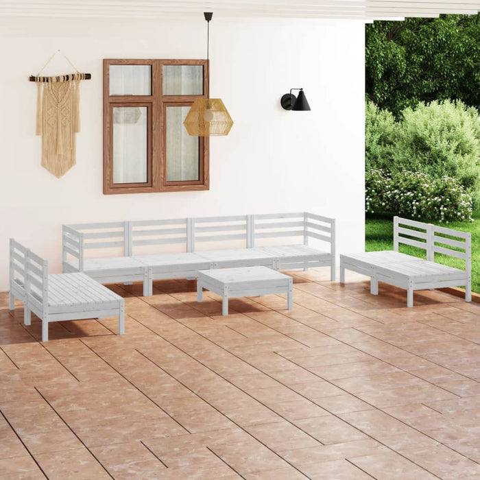 Set mobilier de grădină, 9 piese, alb, lemn masiv de pin - WALTI WALTI