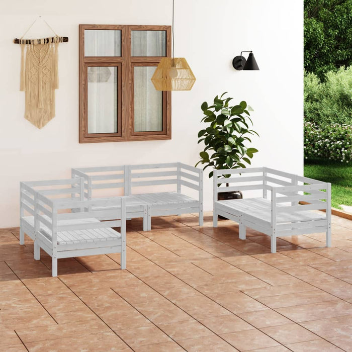Set mobilier de grădină, 6 piese, alb, lemn masiv de pin WALTI