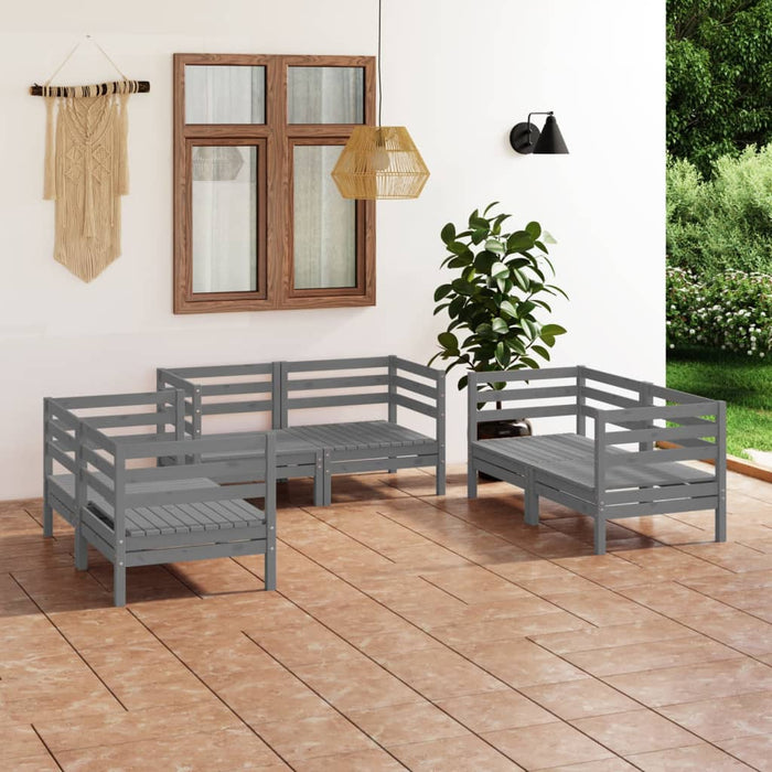 Set mobilier de grădină, 6 piese, gri, lemn masiv de pin WALTI